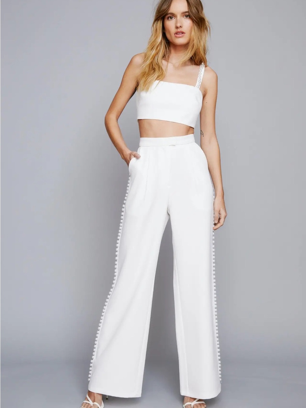 Nasty Gal - Premium Pearl Trim Tailored Pants